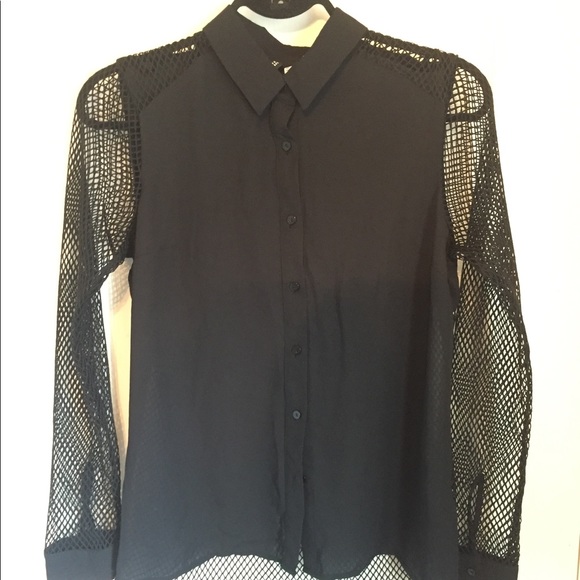 Black fishnet sleeve blouse size 4